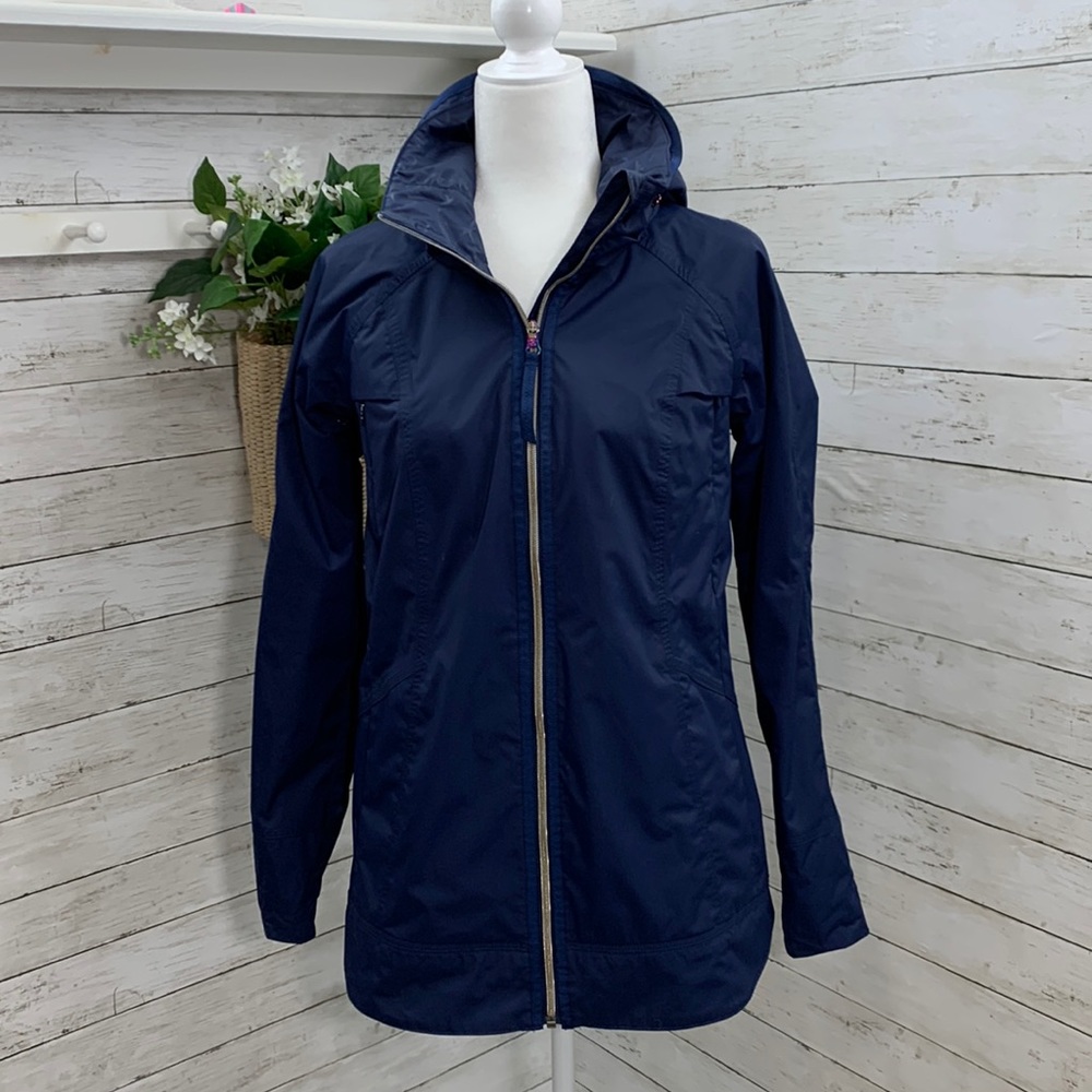 LULULEMON Deep Navy Fo Drizzle Hooded Rain Jacket Size 6 Excellent Condition!